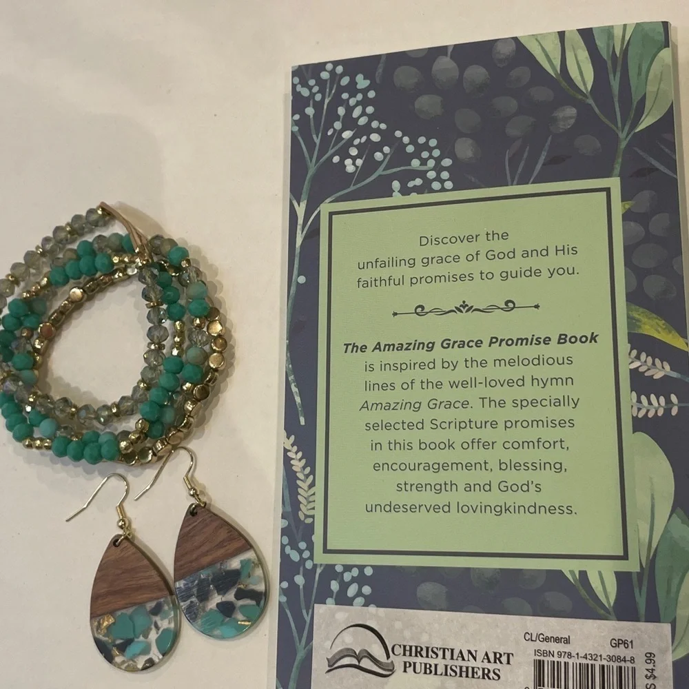 Amazing Grace Faith Based Promise Book with Jewelry Bundle Inspirational Gift